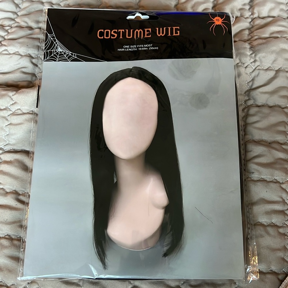 Costume wig black straight hair Halloween